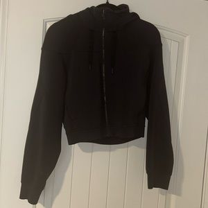 lululemon black cropped full zip hoodie